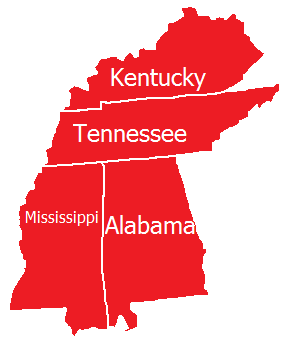 Servicing Kentucky, Tennessee, Mississippi, and Alabama
