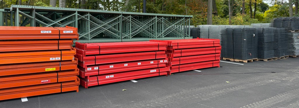 Teardrop Pallet Rack Beams, Frames, and Wire Decking From A Recent Liquidation in Shelton, Connecticut