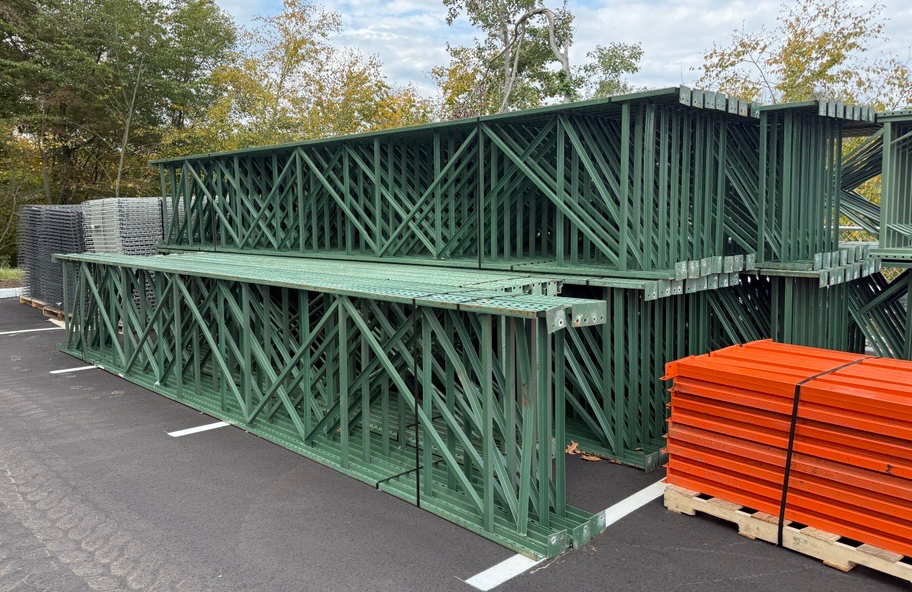 Teardrop Pallet Rack Beams, Frames, and Wire Decking From A Recent Liquidation in Shelton, Connecticut